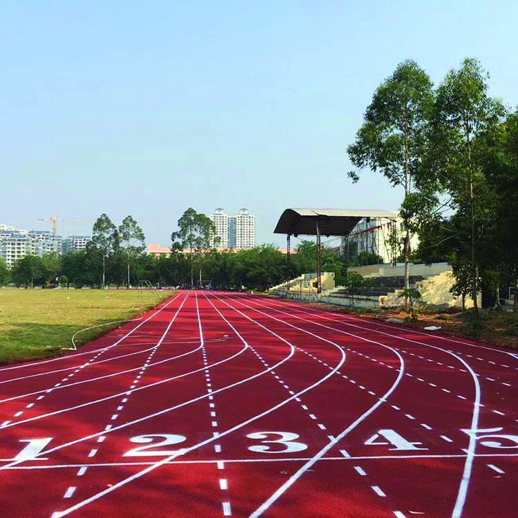 海尼承接中小學400m塑膠操場跑道施工 11mm透氣式硅膠地面鋪設